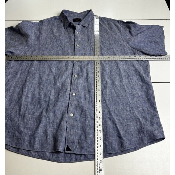 Untuckit Shirt Men XXXL Blue 100% Linen Button Up Dress Collar Plain Flowy Adult - Picture 8 of 11